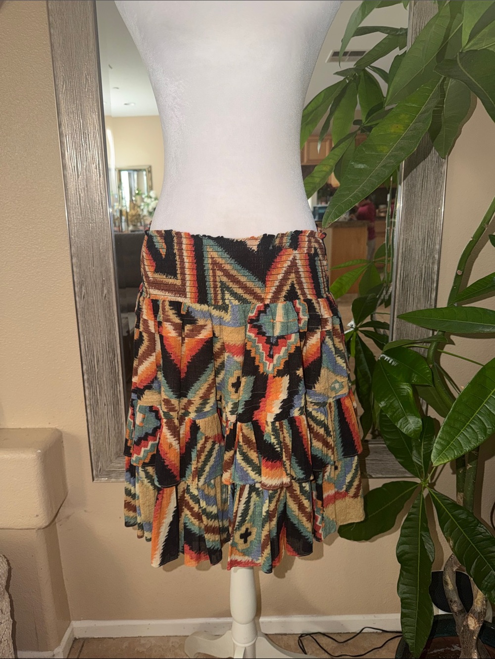 Ralph Lauren Multicolor Aztec Tiered Skirt